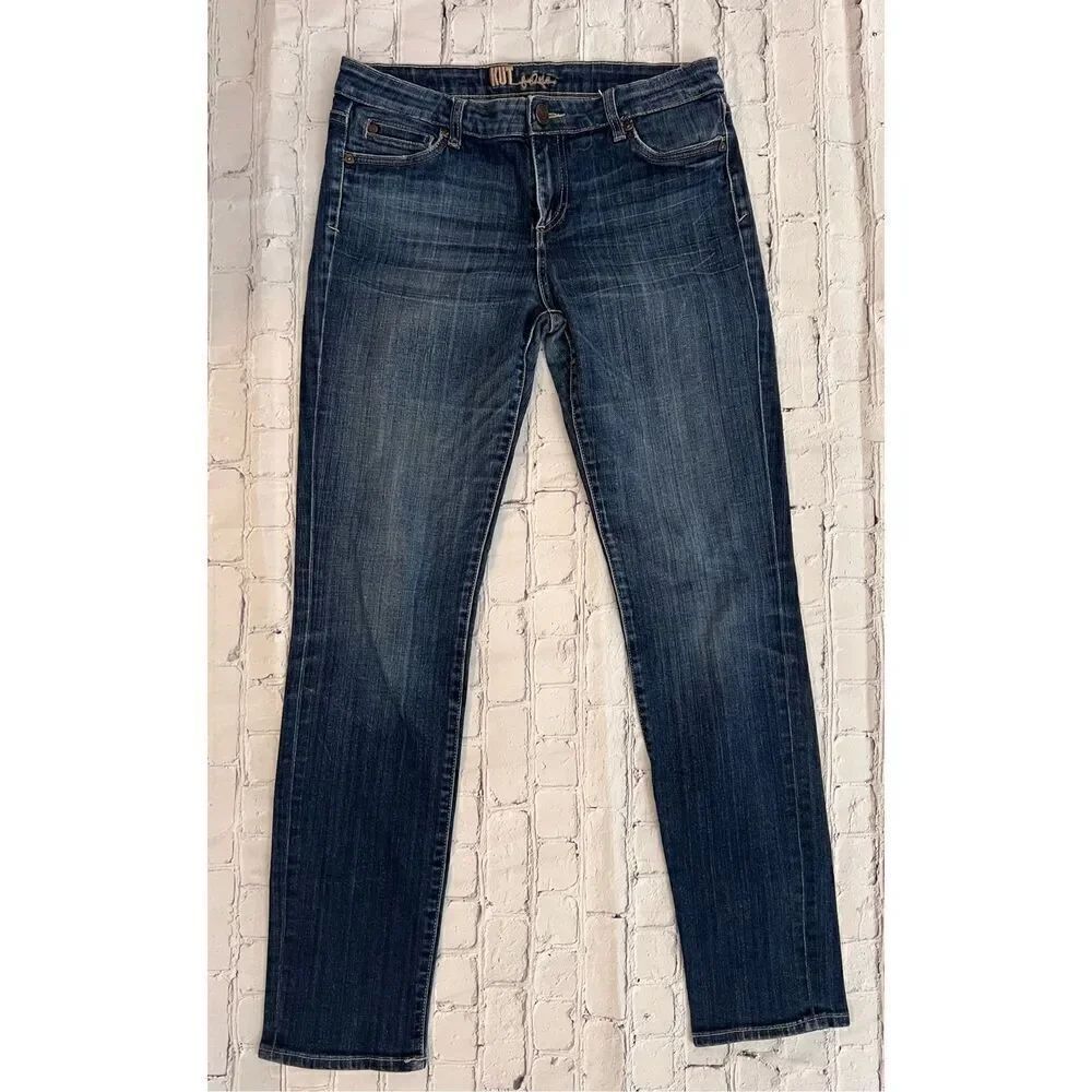 Kut From The Kloth Women's 10 Straight Slim Jeans Dark Wash Denim Casual Basic